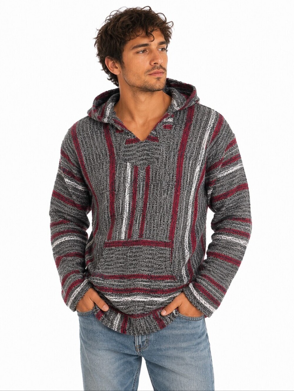 Original Senor Lopez Baja Hoodie Sweater Striped Pullover Size L